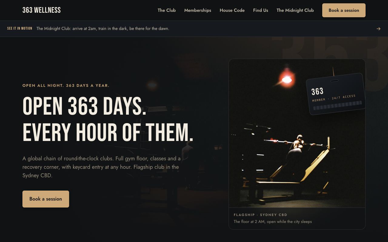 363 Wellness, Fitness · round-the-clock club