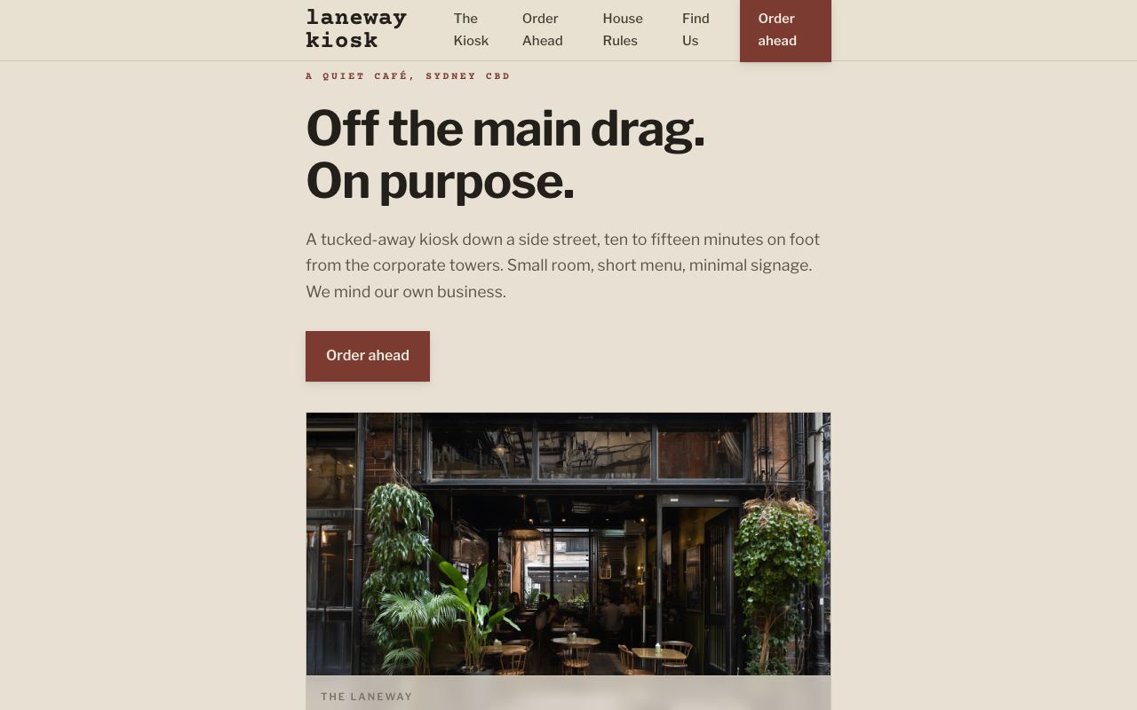 Laneway Kiosk, Cafe · laneway kiosk