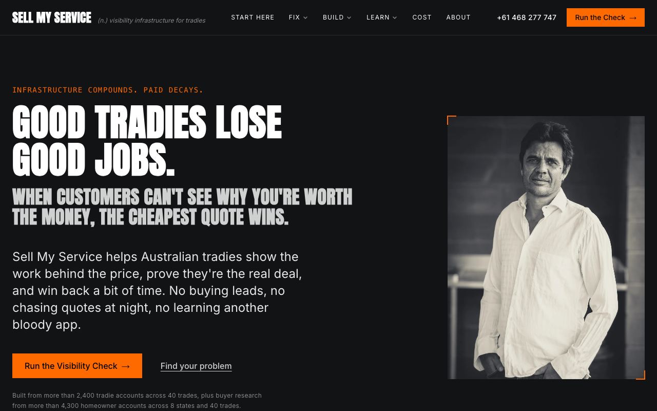 Sell My Service, Lead-gen platform · trades